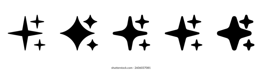 Sparkle star icons. Shine icons. Stars sparkles