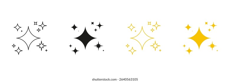 Sparkle Star Line And Solid Icon Set. Shining Twinkle And Glitter Symbol Collection. Isolated Vector Illustration.