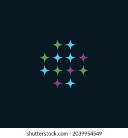Diseño del logo de la estrella espumosa, concepto de símbolo creativo fresco. Relámpago, astronomía, brillo, ícono de negocios abstracto de la empresa de limpieza