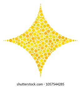 Sparkle Star mosaic of dots in variable sizes and color shades. Circle elements are composed into sparkle star vector illustration. Vector illustration.
