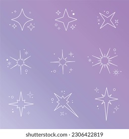 sparkle star outline, Shine and sparkle stars, Shine sparkle icon, blink star for logo, bright star