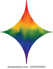 Sparkle star rainbow watercolor brush isolate on white background.LGBT  Pride month texture concept. Vector illustration
