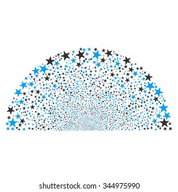 Sparkle Star Semisphere vector illustration. Style is blue and gray bicolor flat stars, white background.