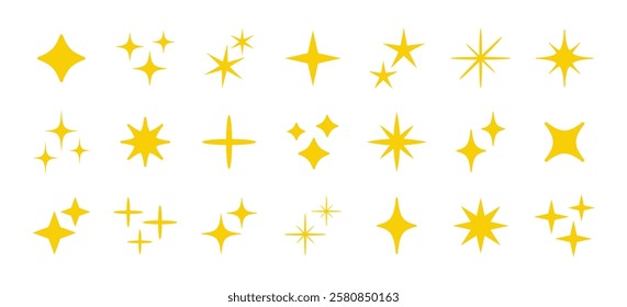 Sparkle star and shine icons set isolated on white background vector illustration.