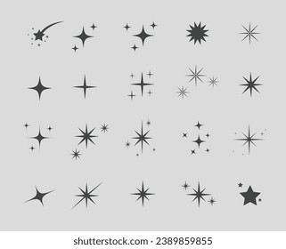 Sparkle star shining effect set vector png. Sparkle effect. Sparkle magic Icon. Flash symbol. Twinkle star shape vector. 