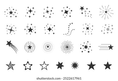 Sparkle star silhouette, Sparkling stars silhouette, Stars silhouette,  Shooting star vector