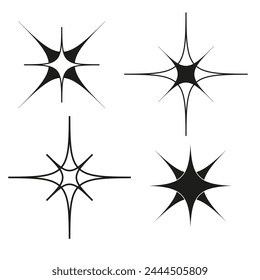 Sparkle star symbols set. Shiny burst icons collection. Vector illustration. EPS 10.