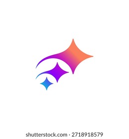 Brilla con el logotipo de la cola de la estrella. icono abstracto digital