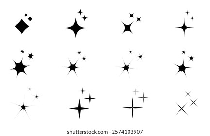 Sparkle, star, twinkle icons set isolated on  transparent background vector illustration.