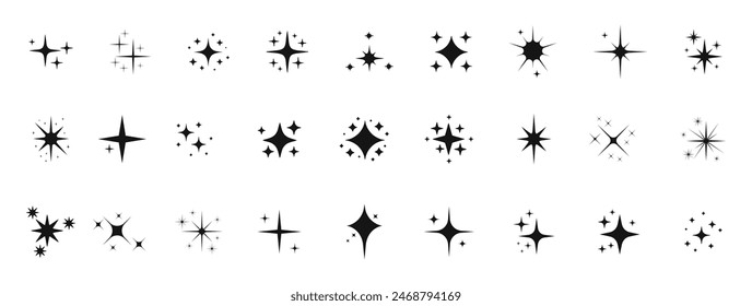 Juego de Vectores Sparkle Star. Estrellas brillantes iconos.