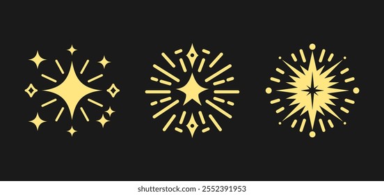 sparkle star, winkling stars. Shine icon, Clean star icon. isolated on black background.