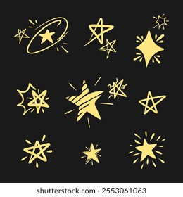 sparkle star, winkling stars. Shine icon, Clean star icon. isolated on black background.