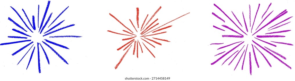 Sparkle Starburst Explosión Crayón Tiza Dibujo Doodle Vector Set