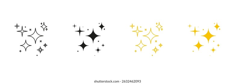 Sparkle And Starburst Line And Solid Icon Set. Decorative Sparkle Elements In Vector Symbol Collection. Isolated Vector Illustration.