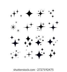Ícone de estrelas cintilantes definido com cintilar e brilhantes formas de estrela com efeitos brilhantes design limpo e aparência mágica