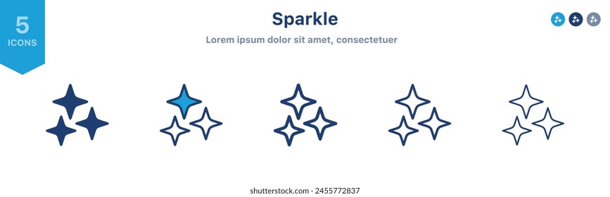 Sparkle stars icon set. Shine icons for app user interface and web elements	
