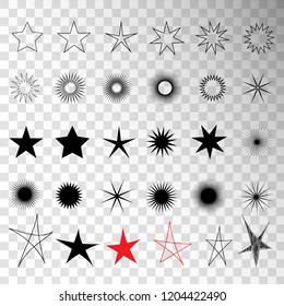 Sparkle stars icons isolated on transparent background. Symbols of sparkle. Vector illustration.