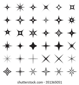 Sparkle stars icons. Symbols of sparkle, glint. gleam, etc. Vector illustration