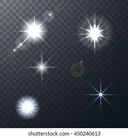 Sparkle stars. Set - Vector stock.
