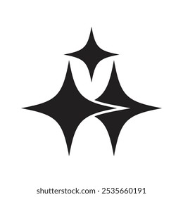 Sparkle stars vector icons set on white background, glare light effect for glam shiny, abstract web design