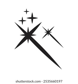 Sparkle stars vector icons set on white background, glare light effect for glam shiny, abstract web design