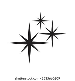 Iconos del vector de las estrellas brillantes fijados en el fondo blanco, efecto de la luz del resplandor para el Diseño web brillante, abstracto