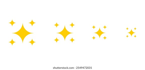 Sparkle star.Shine or sparkle vector set of various stars in yellow color. Vector illustration.