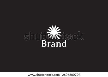Sparkle Sun Letter Q Monogram, White Starburst Logo, Abstract Radial Pattern Design isolated with Black Background. 