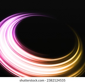 Efecto giratorio de destello. Anillos de gradiente brillantes. Círculo mágico giratorio con efecto luminoso.