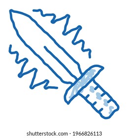Sparkle Sword sketch icon vector. Hand drawn blue doodle line art Sparkle Sword sign. isolated symbol illustration