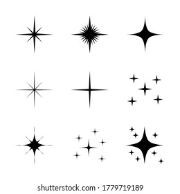 sparkle symbol set. shine icon for decorative design isolated on white background. vector illustration