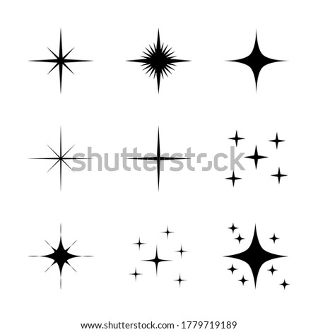 sparkle symbol set. shine icon for decorative design isolated on white background. vector illustration