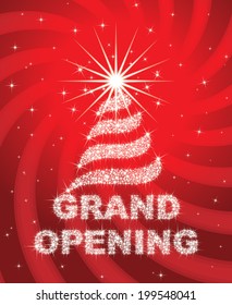 Sparkle Tree Grand Opening text with red background - vector