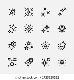 Sparkle And Twinkle Stars Icon Design Illustration, Line Style, Editable Stroke