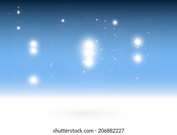 Sparkle vector fall background template - Blue glittering stars space background illustration