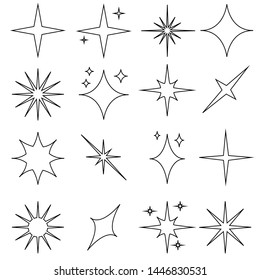 Sparkle vector icons set. Shine symbol illustration. Sparkle cion collection.