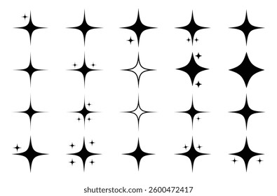 Sparkle vector icons set. Shine symbol illustration. star sign collection. 