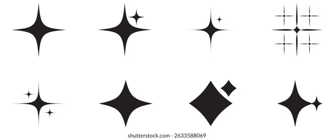 Sparkle vector icons set. Sparkle star icons. Shine icons. Stars sparkles vector. Shine symbol illustration. star sign collection. Collection of 32 Premium Quality Icons