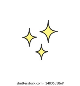 Sparkle vector illustration icon. Hand drawn isolated, outlined sticker.