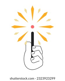 Sparkler 4th of july hand monochromatic flat vector hand. New year spark. Christmas. US holiday firework. Editable thin line clip art on white. Simple bw cartoon spot image for web graphic design