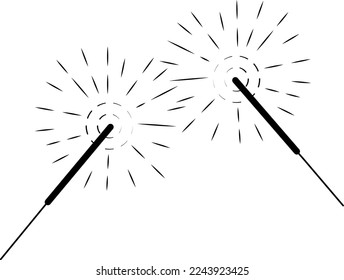 Sparkler, bengal fire icon. Party celebration birthday holidays event carnival festive. Thin line party element icon. Vector simple linear design. Illustration. Symbols. Congratulation