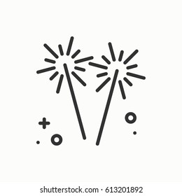 Sparkler, bengal fire icon. Party celebration birthday holidays event carnival festive. Thin line party element icon. Vector simple linear design. Illustration. Symbols. Congratulation