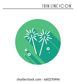 Sparkler, bengal fire icon. Thin line party element icon. Vector simple linear design. Illustration. Symbols. Congratulation