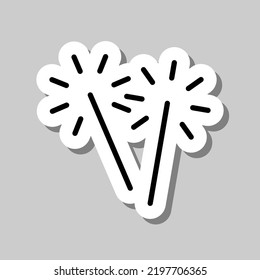 Sparkler, bengal fire logo simple icon vector. Flat design. Sticker with shadow on gray background.ai