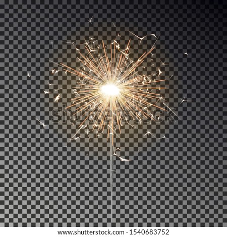 Sparkler candle vector isolated. Bengal fire light effect. Birthday firecracker sparkle effect. Vector illustration.