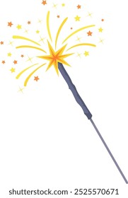 Sparkler-Cartoon-Symbol. Festliches Feuerwerkssymbol einzeln auf weißem Hintergrund