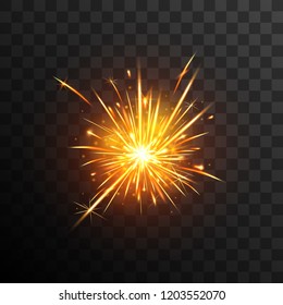 Sparkler effect. Firework. Fiery sparks.