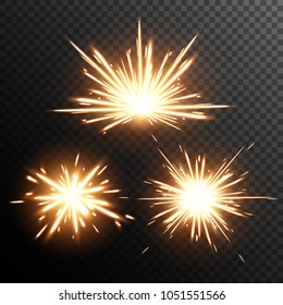 Sparkler, effect vector. Glowing sparks. Explosion. Bengal light. Firework.