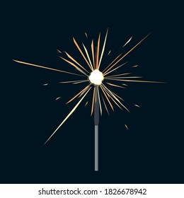 Sparkler. Festive fireworks, vector illustration