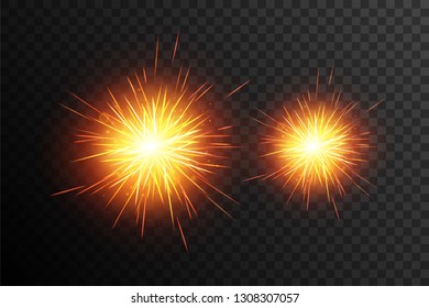 Sparkler. Fiery sparks.  Firework effect.